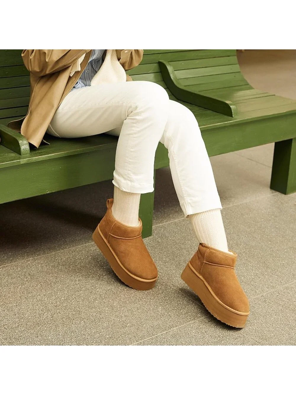 Dream Pairs Women's Chestnut Faux Fur Suede Platform Anti Slip Mini Boots